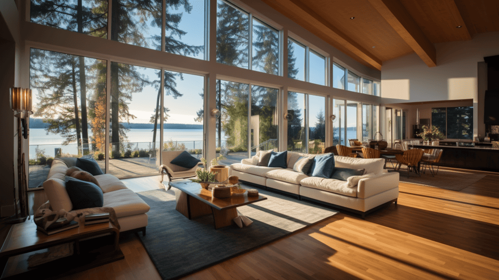 Beautiful energy efficient home near a lake.