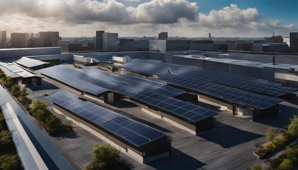 Solar panels on a tech company's roof