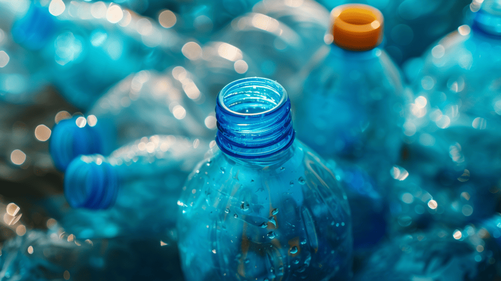 Bunch of plastic water bottles.